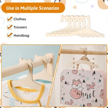 Wooden Kids Hangers, 20Pcs Baby Coat Hanger for Clothes 9In Kids Baby Toddler Children Wooden Hangers, for Clothes&Pants