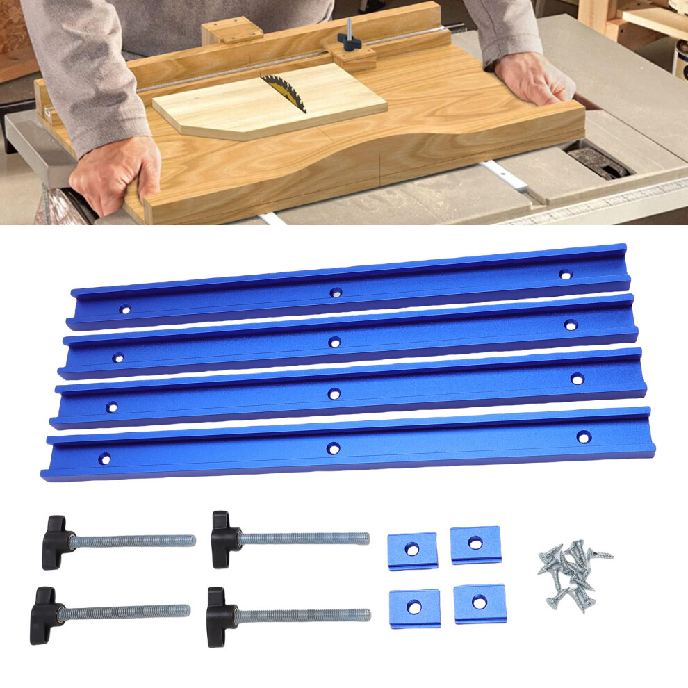 Aluminum Alloy T Slot Rail Set 400Mm Sliding Rails Blue For Woodworking 4901389505789