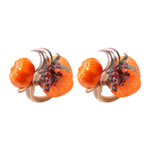 Pumpkin Napkin Rings Orange Plastic2-Pack