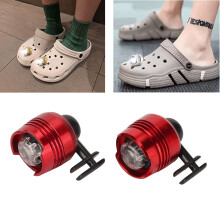 2PCS Aluminum Alloy Waterproof Shoe Headlights, 4xCR2032, Red