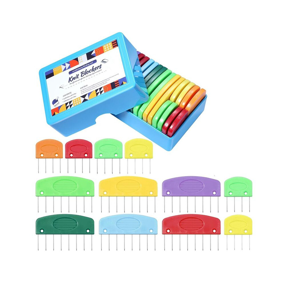 20 Pcs Knit Blocker Pins Combs, Color Knit Blockers Combs For Blocking, Rainbow Knitting Blockers Pins For Blocking Mats 4714115011955