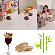 6 PCS Wine Glass Covers Wood Drinking Glass Lids to Keep Bugs Out Wood Water Glass Toppers Keeps Debris and Dust