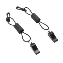 2 Stück Sicherheits-Pfeifen mit schwarzem Lanyard aus ABS-Kunststoff, 25 cm