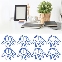 100pcs Mini Palm-Shaped Metal Paper Clips, Reusable, Blue