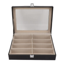 PU Leather Eyeglasses Display Case, Multi-Compartment Sunglasses Organizer, 1083g