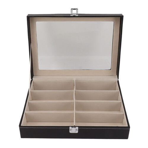 PU Leather Eyeglasses Display Case, Multi-Compartment Sunglasses Organizer, 1083g