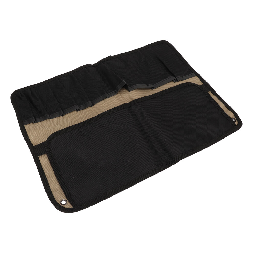 Large Khaki Motorcycle Roll Tool Pouch, Multi Pocket, 600D Oxford 6931389506514