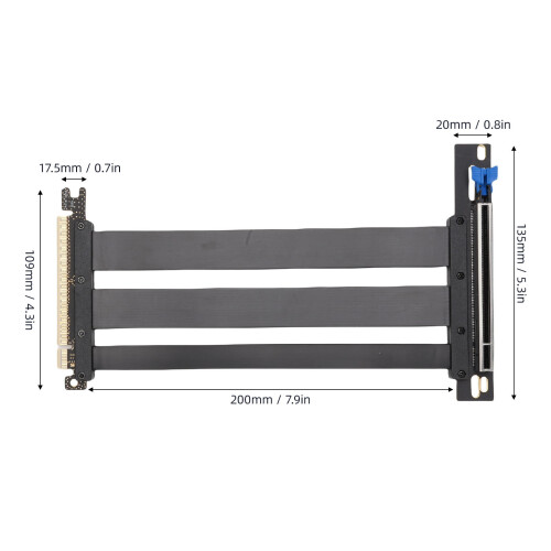 PCIe 5.0 Riser Cable 128GB/s 20cm Black for RTX4090 5090 1