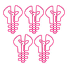 100pcs Pink Bulb Shape Metal Paper Clips with Rust-Resistant Plating for Office