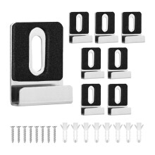 Kit de Soporte de Espejo de Metal 8 Piezas,Clips Espejo con Tornillos, Almohadillas de Goma, Ganchos para Espejo, Herrajes para Colgar Espejos de Alta