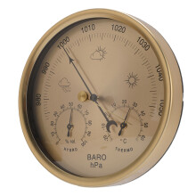 3-in-1-Wettermessgerät mit goldfarbenem Zifferblatt, 130 mm Wandaufhängung