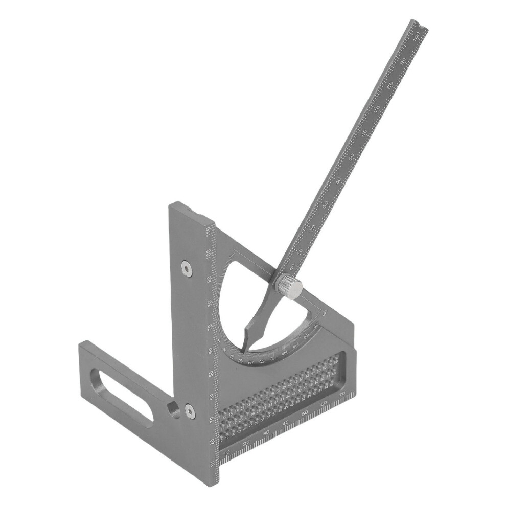Woodworking Semi Circular Pointer Angle Square Aluminum Alloy 0-180 Ruler Grey 4641389508976