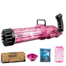 Electric 21Hole Transparent Gatling Bubble Gun with LED Lights, Output Automatic Bubble Machine for Parties