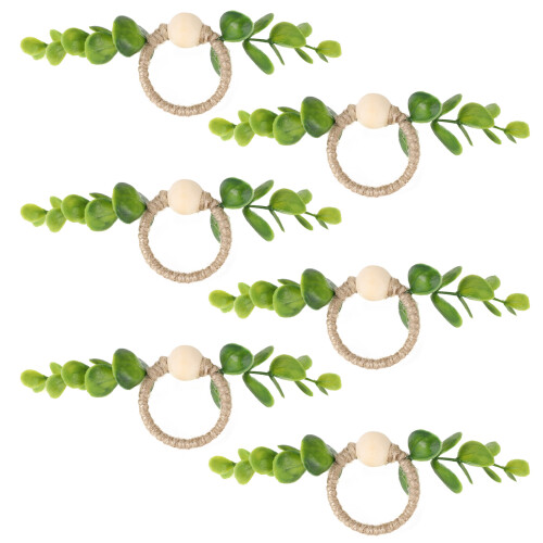 Eucalyptus Leaf Napkin Rings Green6-Pack 1