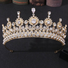 (Black) High-ending Zircon Bridal Crown Head Jewelry Alloy Rhinestone Atmospheric Court Wedding Crown
