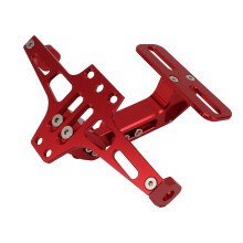 Support de plaque d'immatriculation en alliage d'aluminium CNC universel pour moto, rouge, ajustable
