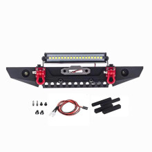 RC Crawler Metal Front Bumper with LED Light for 1/10 Axial SCX10 TRX4 Defender Bronco Heavy Duty