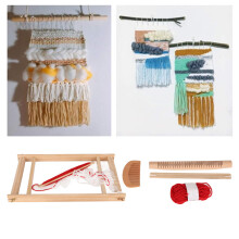 Set Tessuto per Bambini con Licci, Filato, Legno Massiccio Resistente, 40x30x20cm