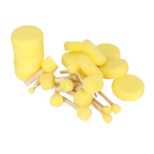 Round Sponge Paint Brush Set, Reusable, Wooden Handle, 4 Sizes