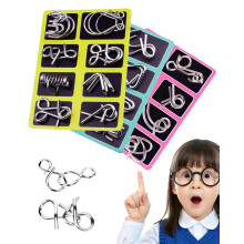 3D Metal Brain Teaser Puzzle Set 24PCS, Montessori Metal Disentanglement Rings with Carry Pouch, Reverse Thinking Mind Game for Adults and Kids