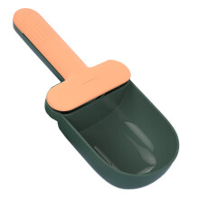 Large Capacity Pet Food Spoon, Ice Cream Shape, Food Grade ABS, Comes with Sealing Clip, Orange/Green