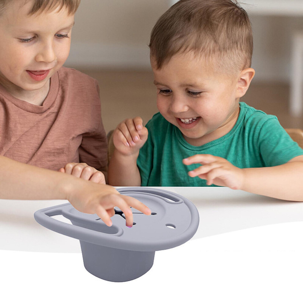 Silicone Baby Snack Cup Cowboy Hat Spill-Proof Lid 15x15.5cm Light Gray