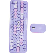 Wireless Retro 68-Key RGB Keyboard Mouse Combo 2.4GHz Purple