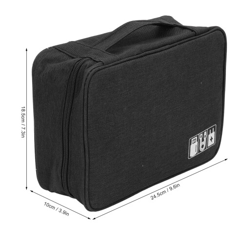 Data Cable Charger Bag Large 24.5x18.5x10cm Black 1
