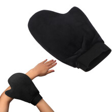 Schwarzer elastischer Flock-Tanning-Handschuh für Selbstbräuner und Lotion