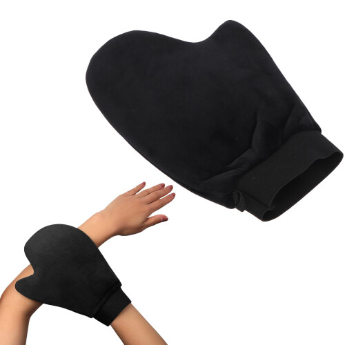 Schwarzer elastischer Flock-Tanning-Handschuh für Selbstbräuner und Lotion