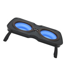 Foldable Elevated Dog Bowl Set | Double Portable Stand for Travel & Outdoor, Blue