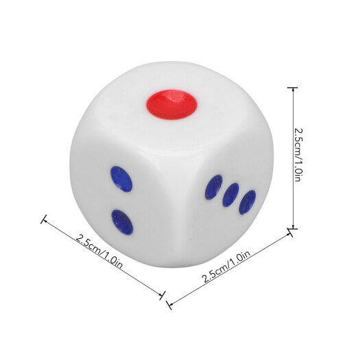 10pcs 6-Sided Waterproof Plastic Dice, White, 2.5cm for Games 1