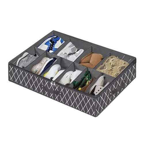 Adjustable Foldable Underbed Shoe Storage Container, Black, 530g