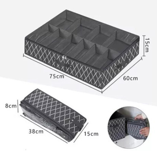 Adjustable Foldable Underbed Shoe Storage Container, Black, 530g 1
