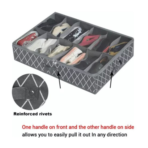 Adjustable Foldable Underbed Shoe Storage Container, Black, 530g 2