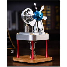 MC16F All Metal Stirling Engine Model with  Temperature Cylinder and Dual Flywheels for Demonstration