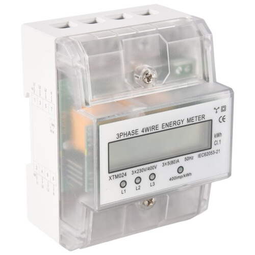 3 Phase 4 Wire  Meter 220/380V 5-80A  Consumption KWh Meter DIN Rail Installation Digital Power Meter