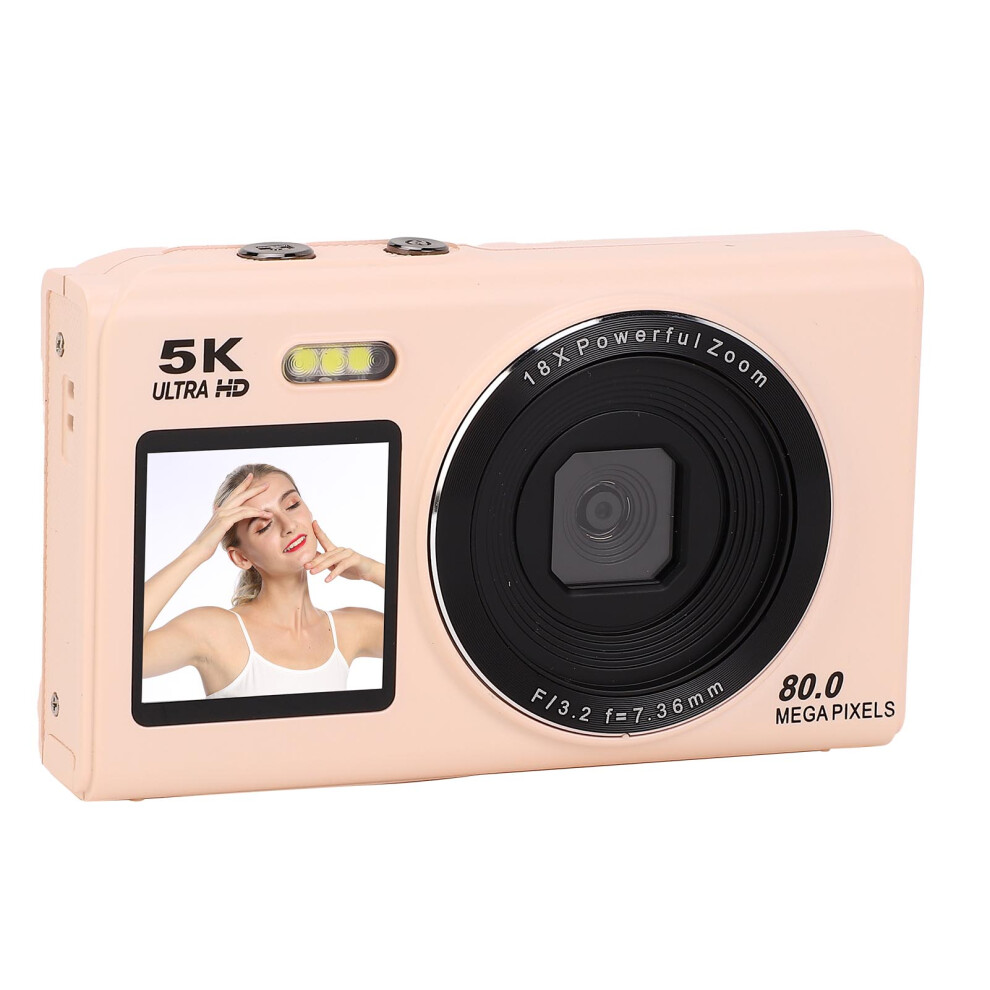 Digital Camera 5K 80Mp Wifi Double Screen 18X Zoom Travel Camera Roseate 5011389529476