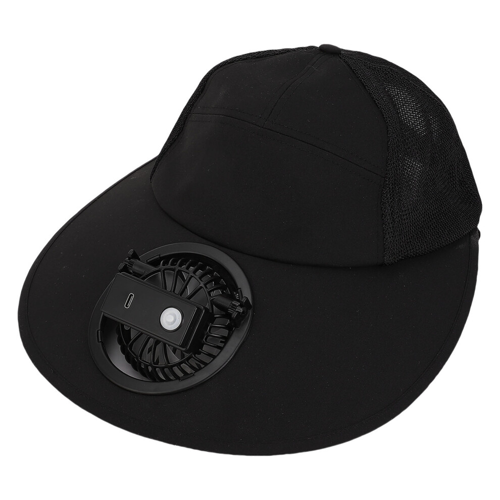 Summer Usb Fan Hat - Adjustable Wide Brim, 1000Mah, Black 5081389530277