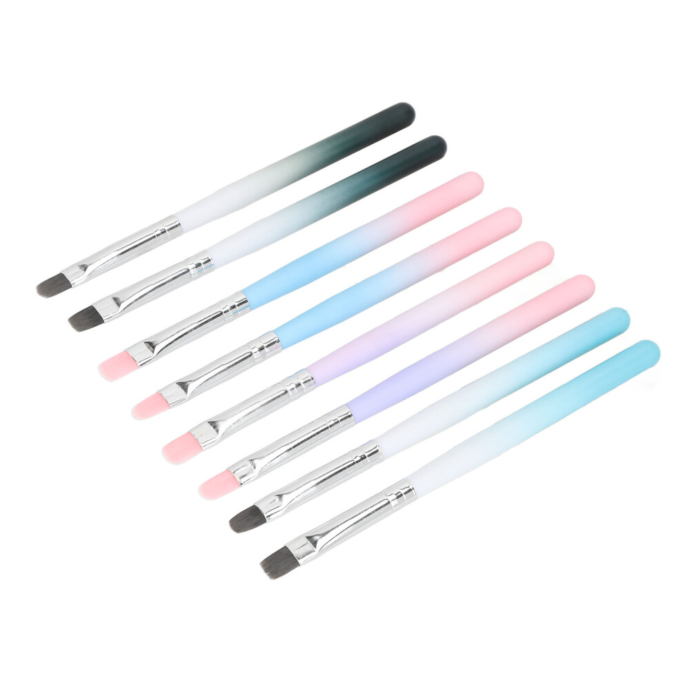 8pcs UV Gel Nail Extension Brush Set Round Square Head Gradient Handle