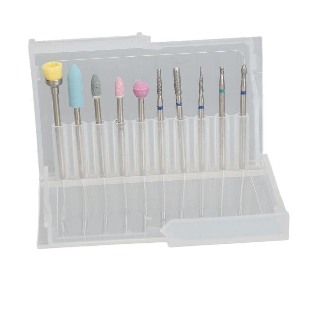 10pcs Tungsten Steel & Ceramic Nail Drill Bits Set for Professional Manicure