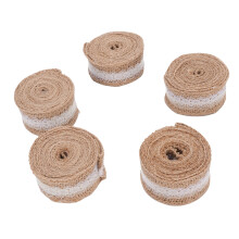 5PCS Burlap Lace Ribbon Rolls 6.6FT for Wedding Xmas Crafts