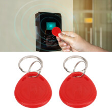 100 Stück Wasserdichte RFID-Schlüsselanhänger 125kHz Nahbereichs-ID-Tags, 28x35mm Rot