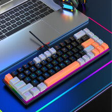 Mechanical 60% RGB Gaming Keyboard 68 Blue Switch, USB, Orange Gray