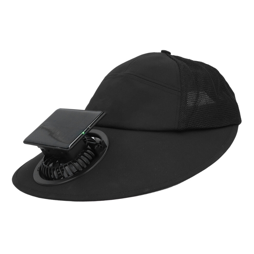 Solar Fan Hat Usb & Solar Powered Wide Brim For Camping & Beach Black 8761389535065