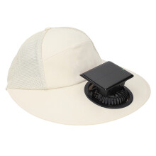 Beige Solarventilator Sonnenhut 1000 mAh USB Weitkrempe