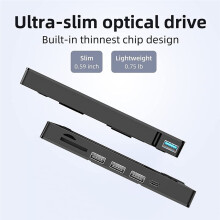 Unidad Externa de CD/DVD, Reproductor de DVD para Portátil, Grabadora de CD Portátil Ultradelgada USB 3.0, Unidad Óptica para Ordenadores de