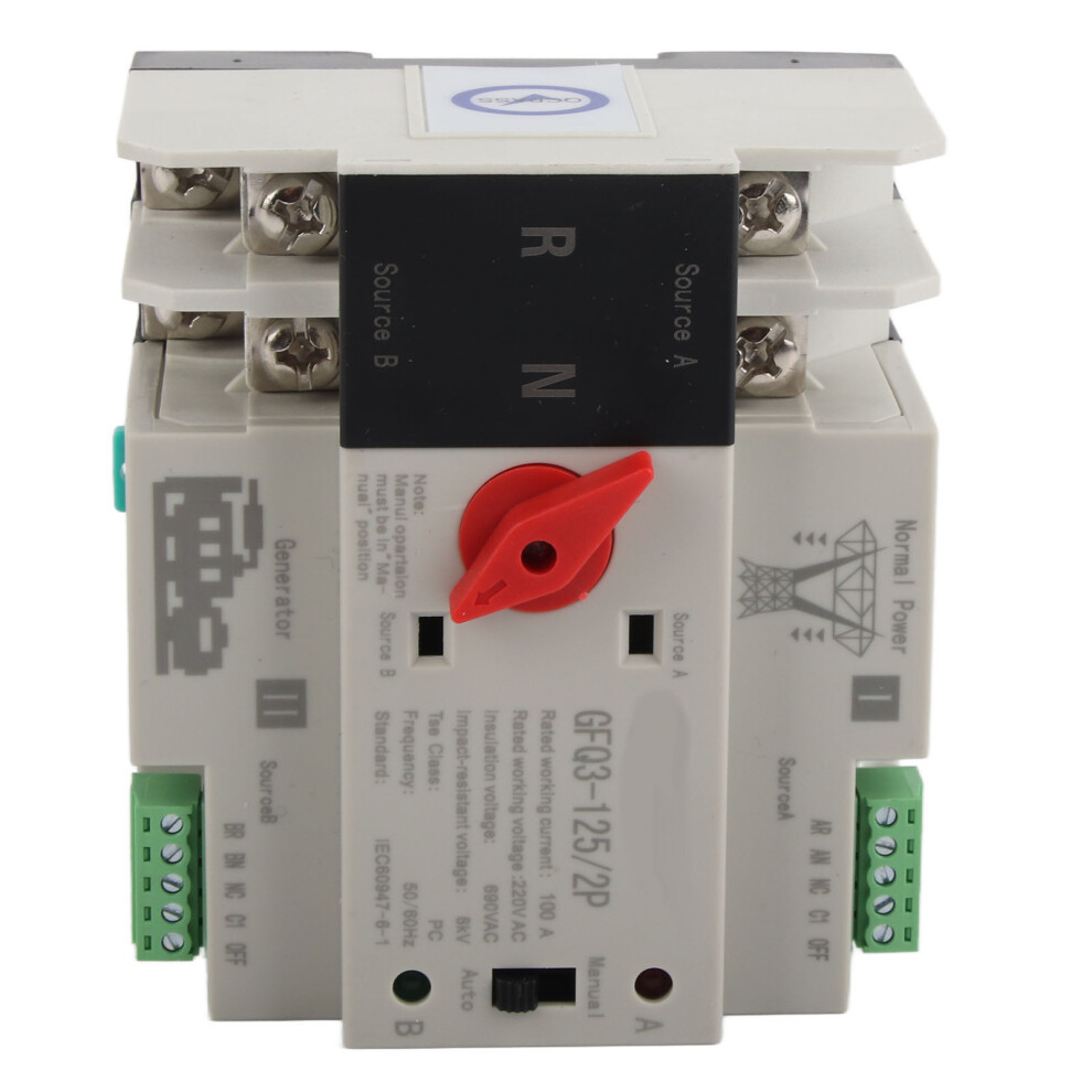 Dual Power Automatic Transfer Switch 2P 100A Flame Retardant Ac220v 8791389536021