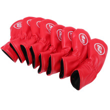 8Pcs Club Iron Head Covers Set 48-62, Soft PU & Plush Red