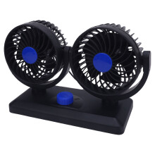 Doppelkopf-Autoventilator DC12V 0,8 A, 2 Geschwindigkeiten, 360 drehbar